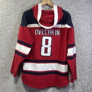 Washington Capitals Hoodie Mens Small Red NHL Hockey '47 Ovechkin 8 Lace Up